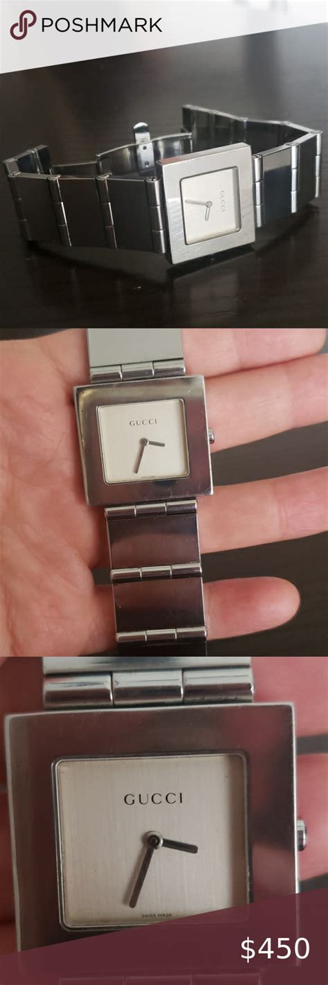 gucci silver square watch|vintage gucci watch square face.